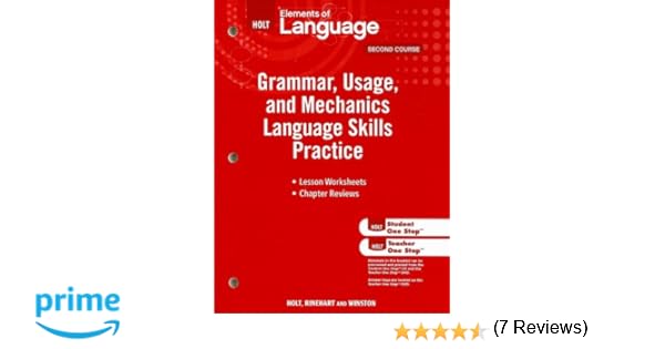 Holt Elements of Language Grammar Usage and Mechanics Language Skills Practice Grade 8 Elements of Language Second Course
